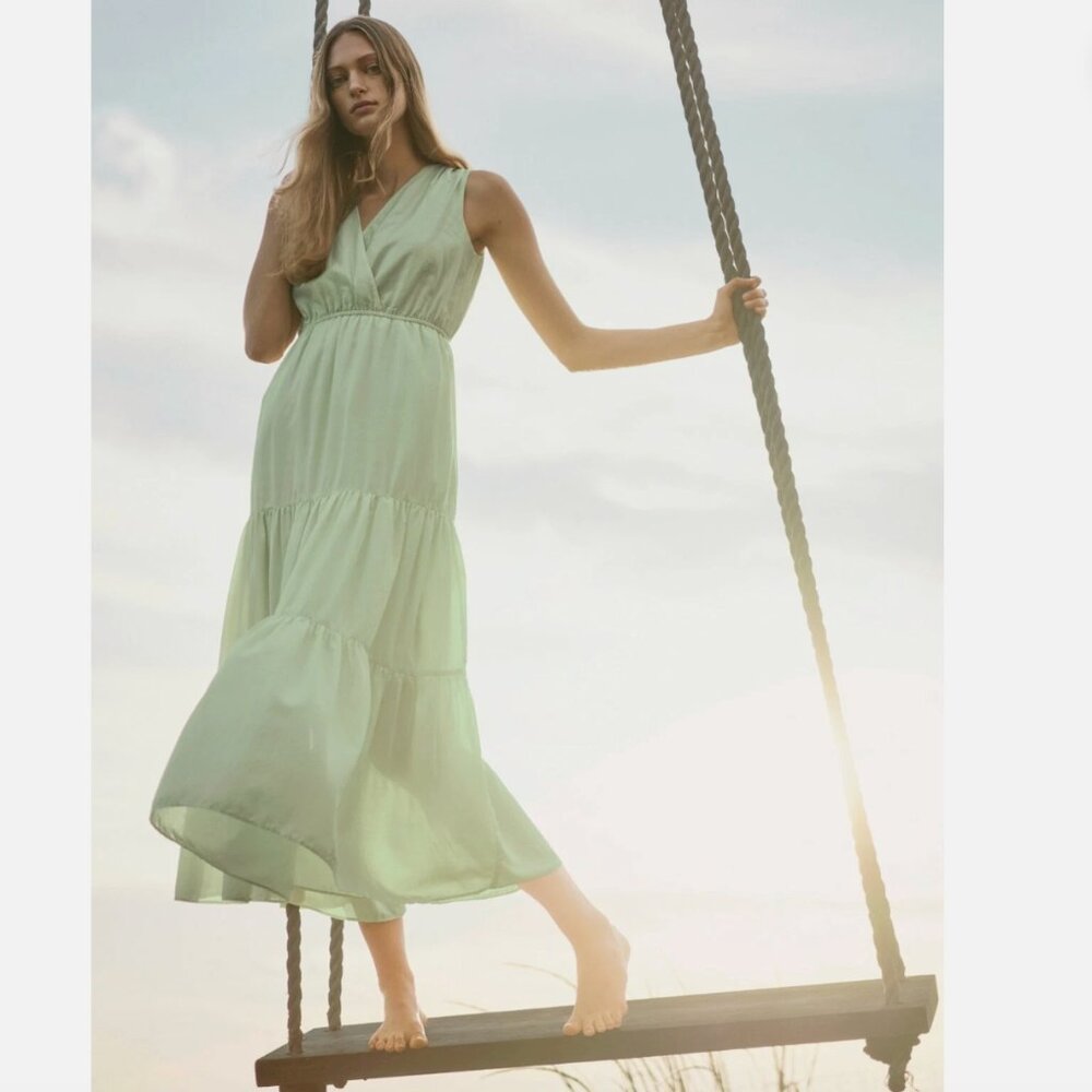 Banana Republic Organic Cotton-TENCEL Maxi Dress, Honeydew